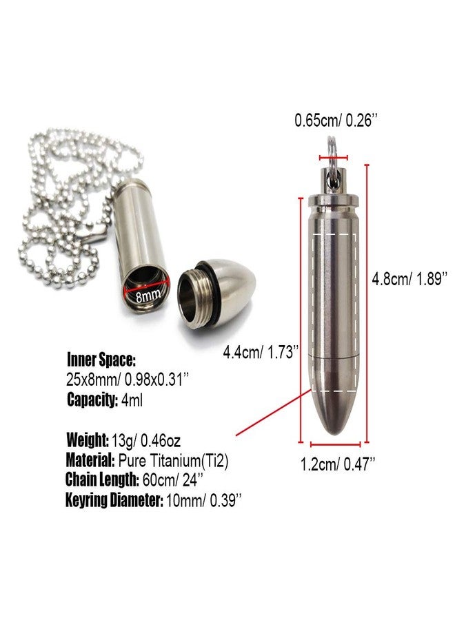 Haxtec Small Pill Box Titanium Pill Fob Necklace Bullet Nitro Mini Waterproof Pill Holder Lightweight Survival Case Keychain Pill Bottle for Men & Women Stocking Stuffers Christmas Gifts - Image 3